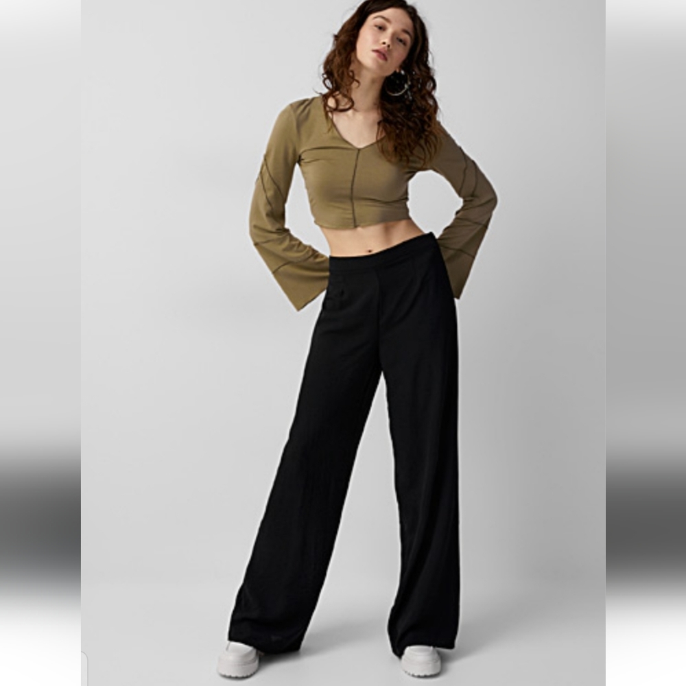 Buffalo Nylon Wide Zip Leg Pants